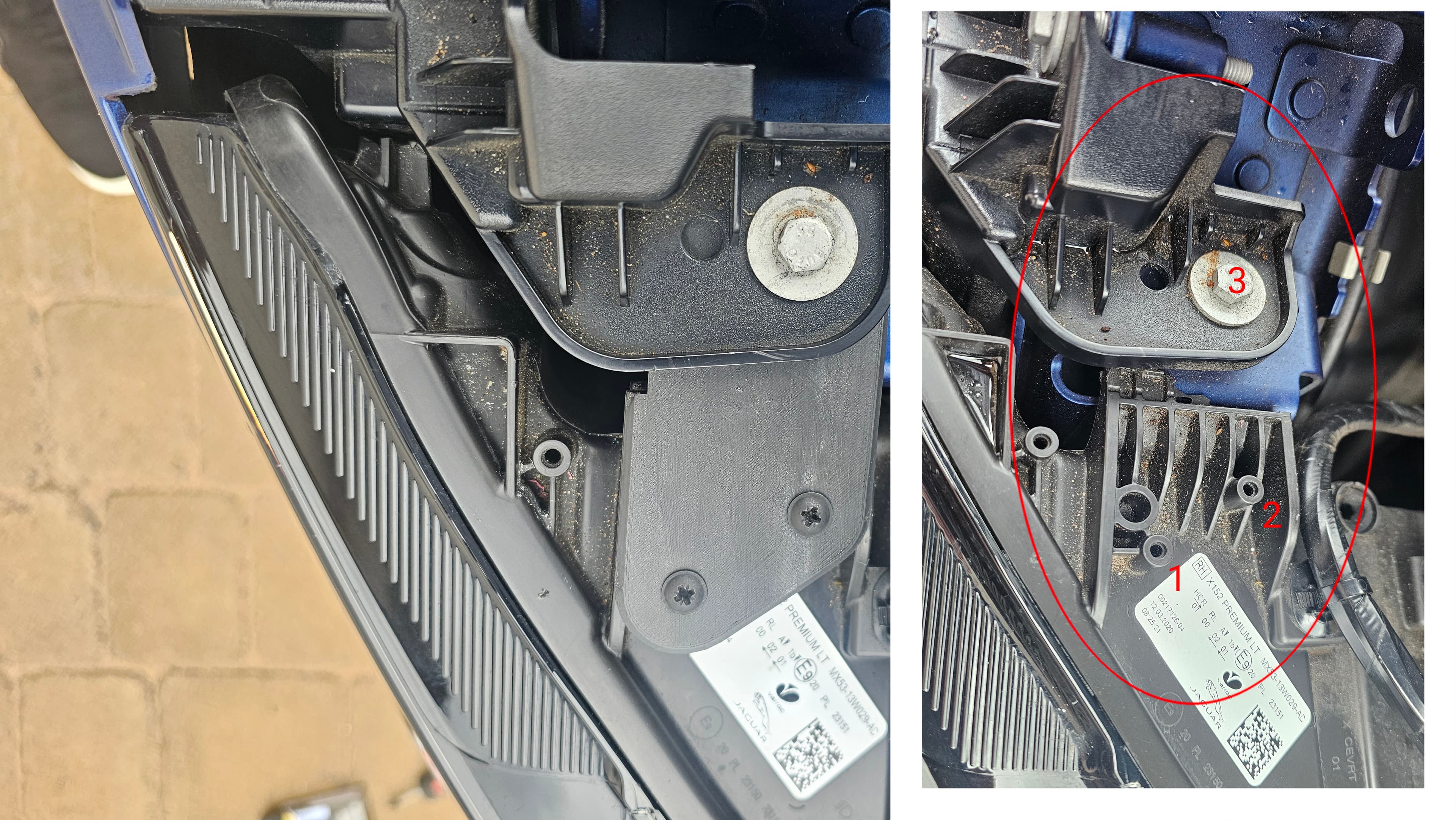 Photo of Jaguar F-Type Headlight Repair Bracket.