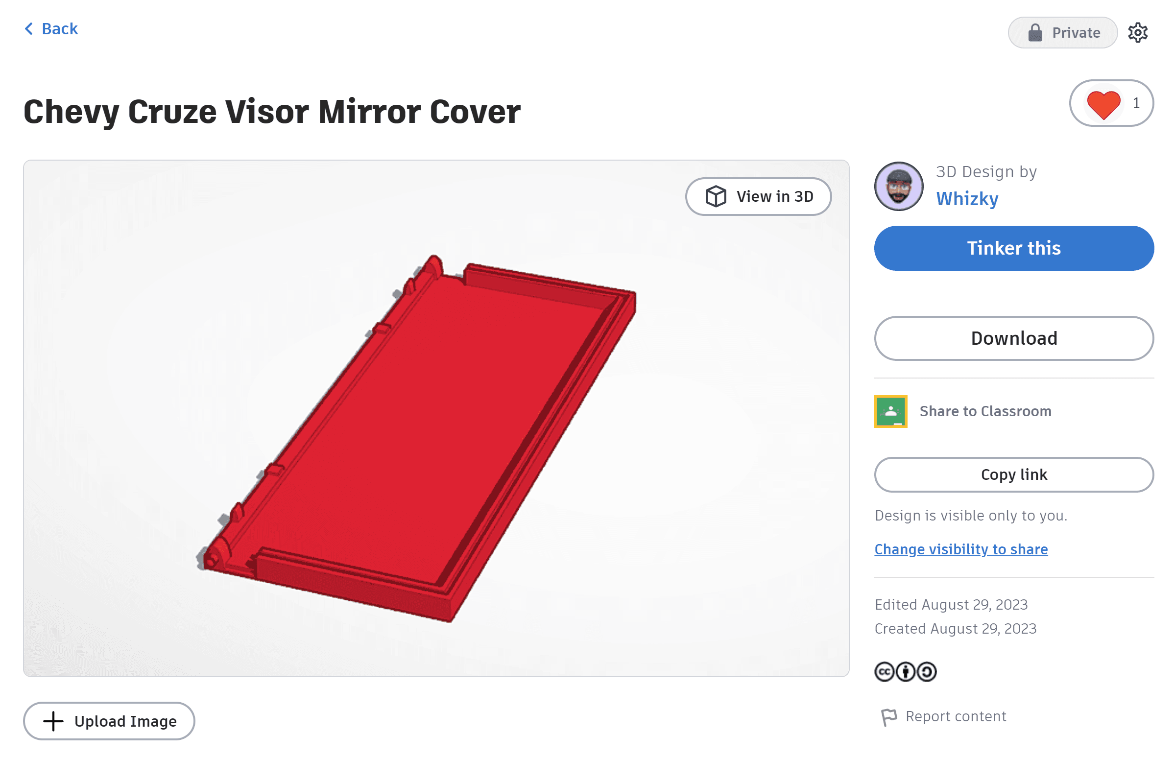 Chevy Cruze Visor Mirror Cover - image 2 of 3