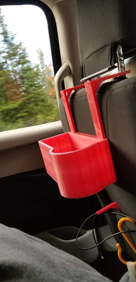 Car headrest cup holder/organizer - image