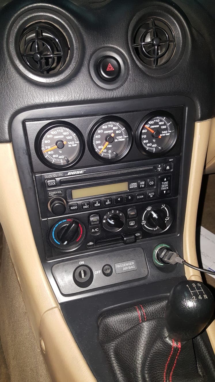 Stereo DIN mount for three gauges (specially minded for NB Miata/MX5) - image 2 of 2
