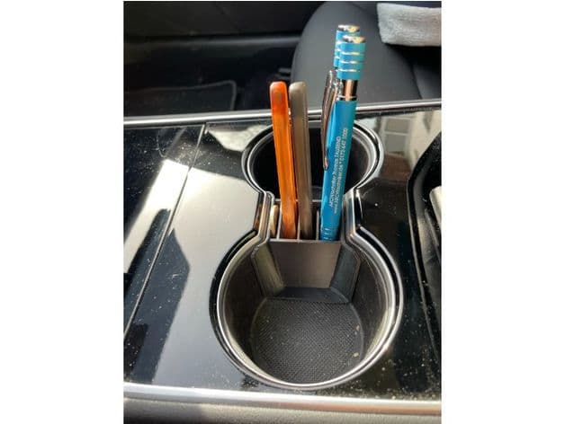 Tesla Model 3 Cupholder Mini-Storage for reading-glasses and shopping-cart token preview