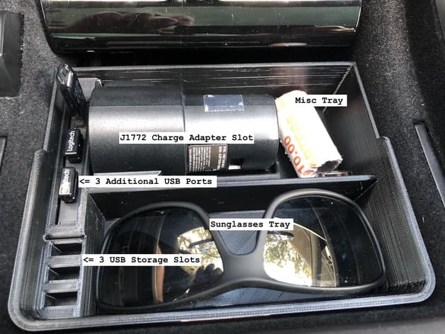Tesla Model 3 Tray with Integrated USB Hub + J1772 Slot preview