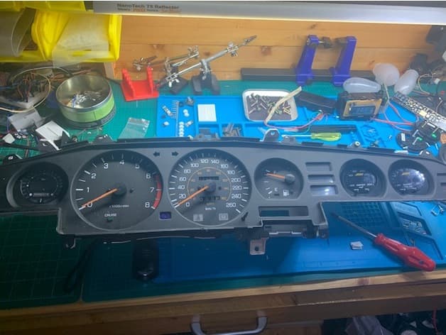 Supra Mk3 cluster's oil gauge adapter for AEM x-series gauge preview