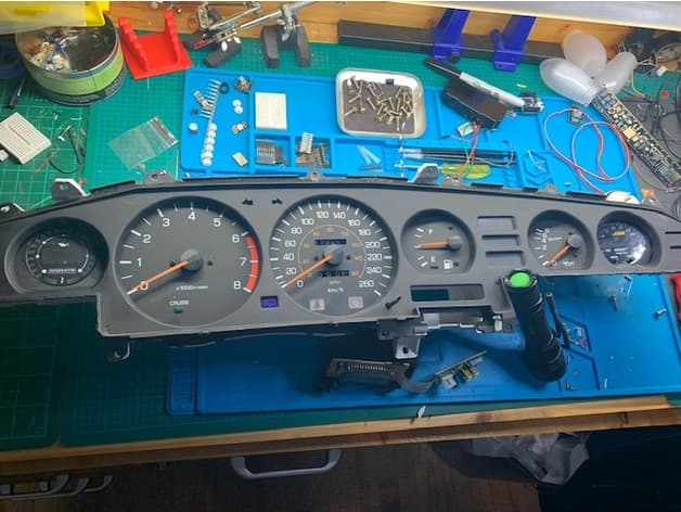 Supra Mk3 cluster's boost gauge adapter for AEM x-series gauge preview