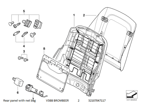 Panel Clip for BMW e46 Rear panel with net bag V5BB BROMBEER 52107047117 preview