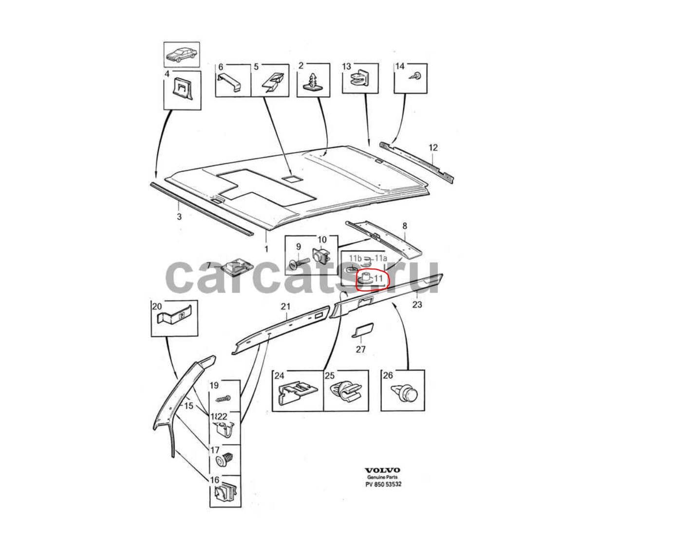 Volvo 745/945/V90 roof panel headlining 1386842 preview