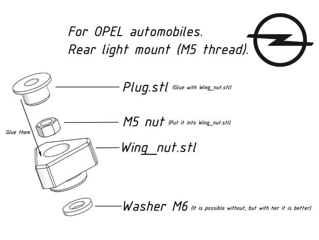 OPEL/Vauxhall rear light mount (M5 thread) preview