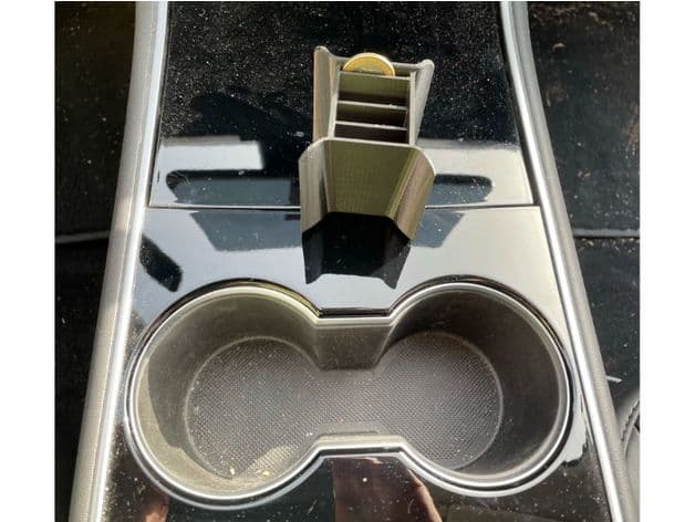 Tesla Model 3 Cupholder Mini-Storage for reading-glasses and shopping-cart token preview