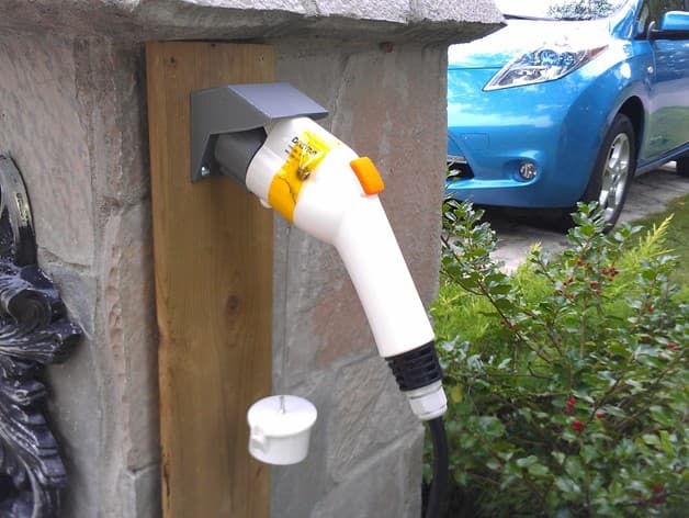 J1772 EVSE dummy inlet with latch & hood at 25 degree angle - image
