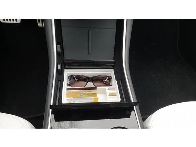 Tesla Model 3 Center Console with single coin tray and charge card holder preview
