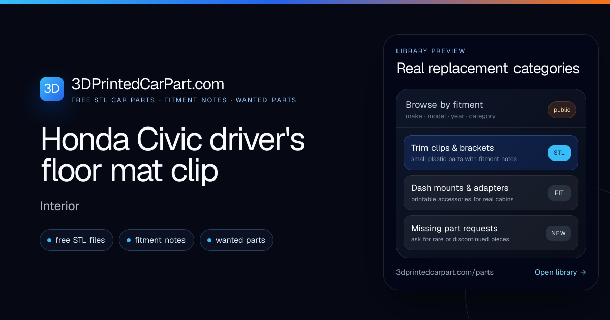 Honda Civic Driver Floor Mat Clip