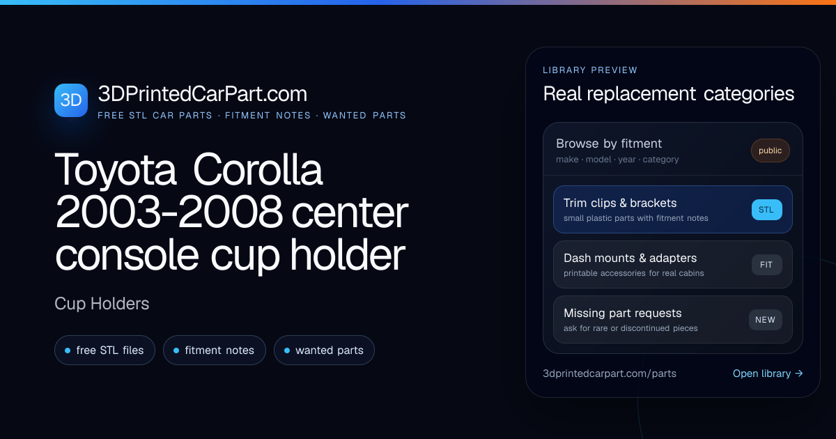 Toyota Corolla 2003-2008 Center Console Cup Holder