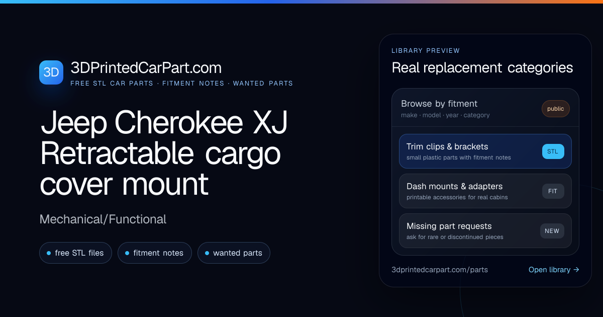 Jeep Cherokee XJ Retractable Cargo Cover Mount